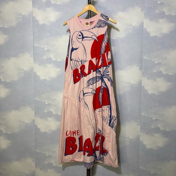 FARM Rio Dresses & Skirts - FARM Rio Pink and Blue Tropical Dress